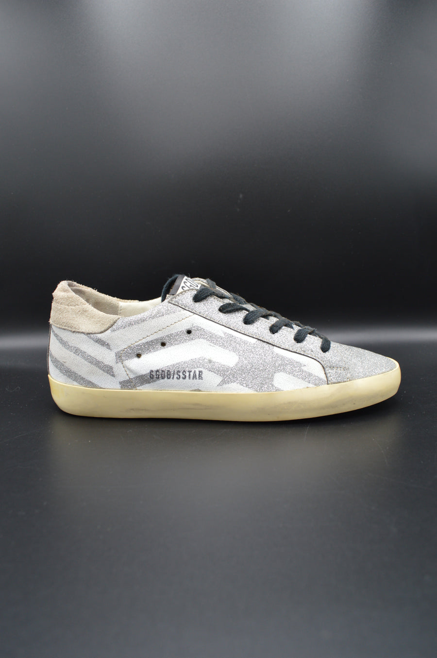 Golden Goose superstar paillettes argent/blanc/beige - T38