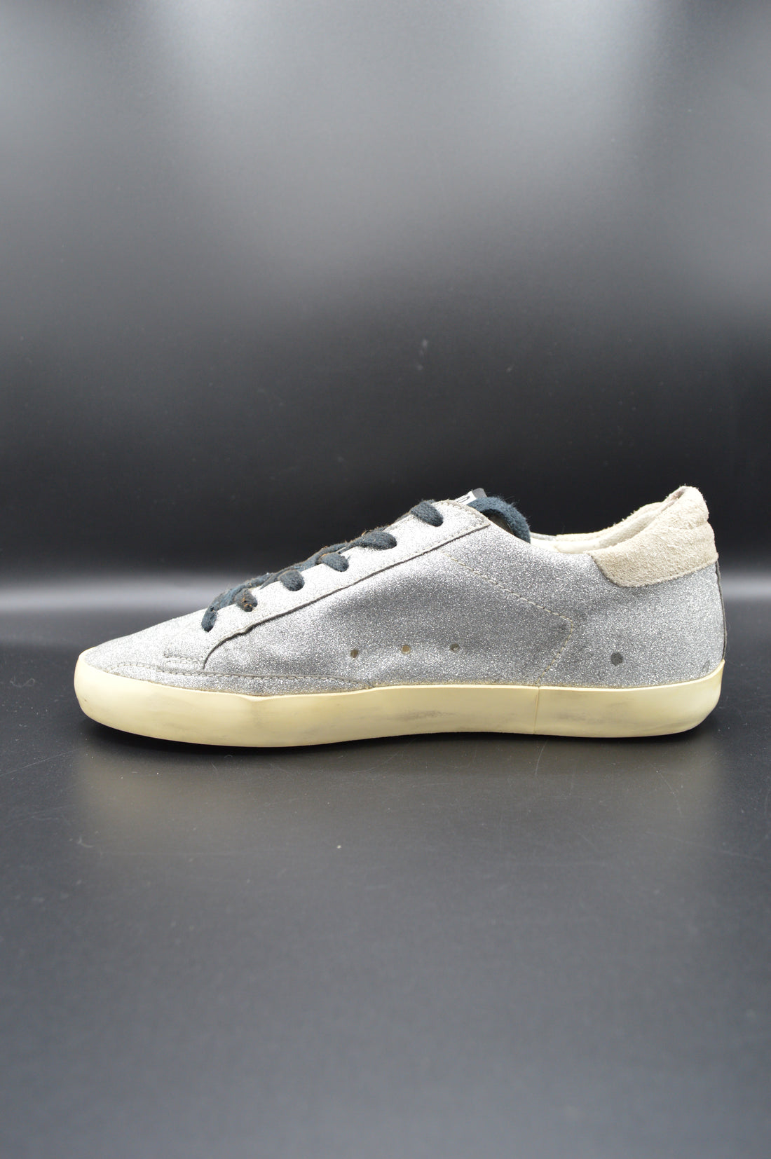 Golden Goose superstar paillettes argent/blanc/beige - T38