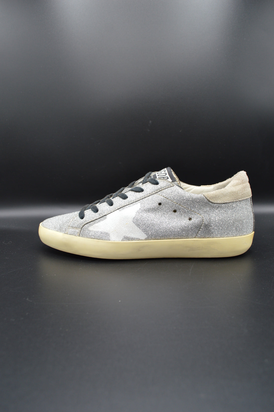 Golden Goose superstar paillettes argent/blanc/beige - T38