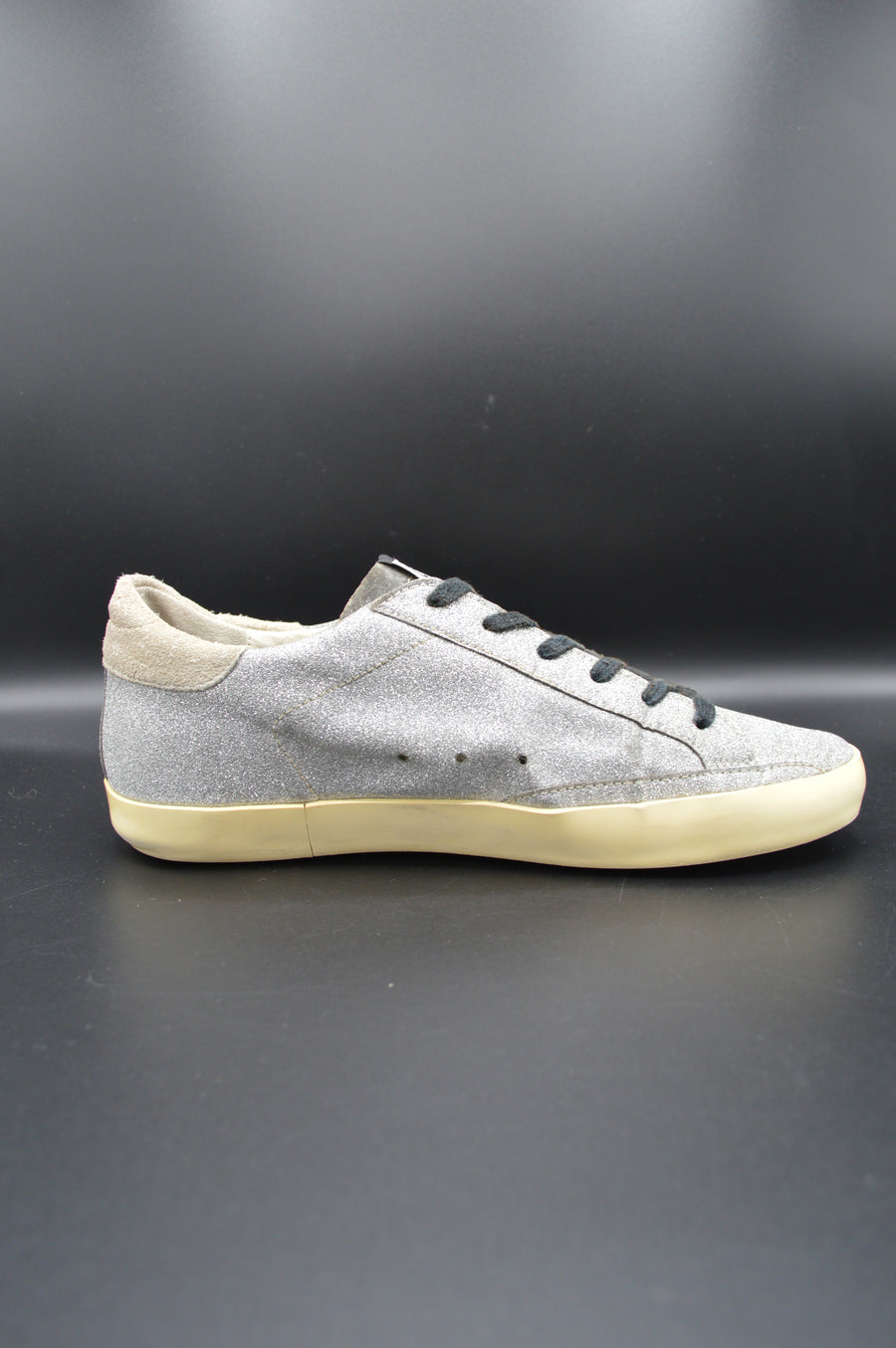 Golden Goose superstar paillettes argent/blanc/beige - T38