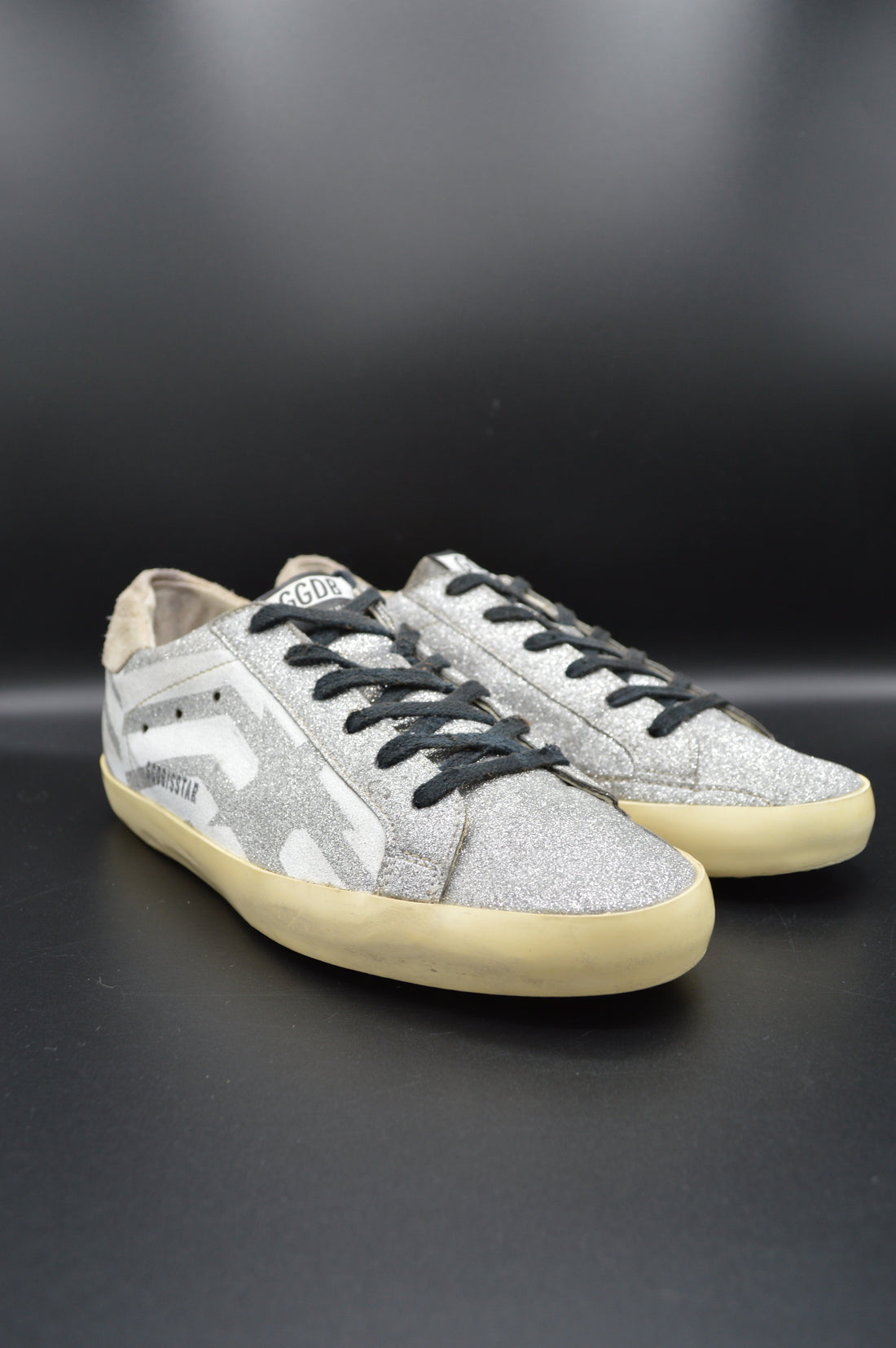 Golden Goose superstar paillettes argent/blanc/beige - T38