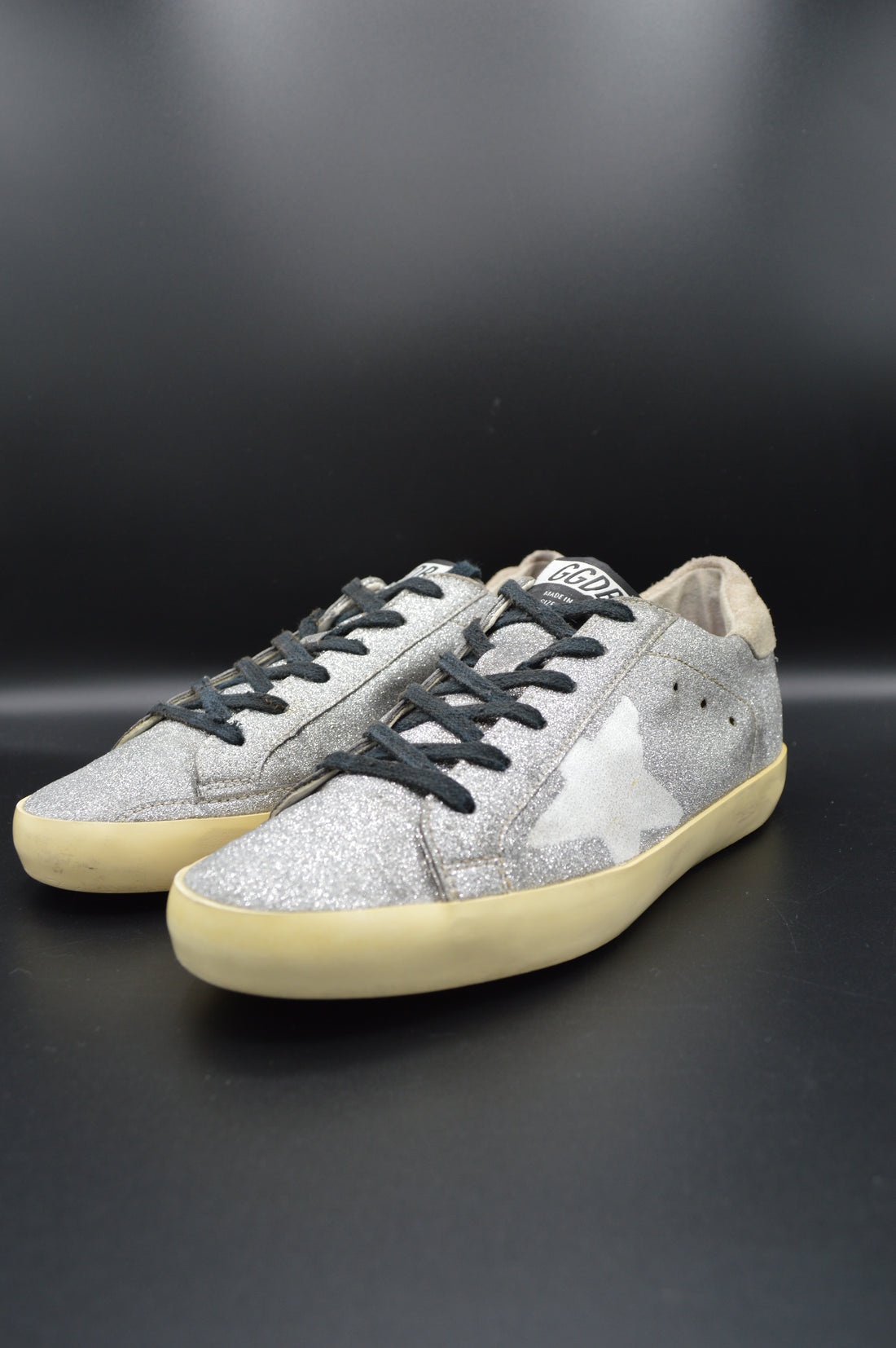 Golden Goose superstar paillettes argent/blanc/beige - T38